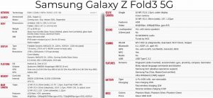 Характеристики Galaxy Z Fold 3