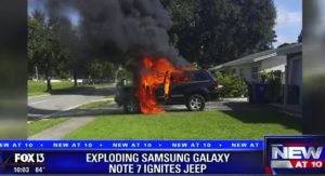 Galaxy Note 7 взорвался в авто