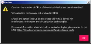 Включить поддержку виртуализации в BIOS