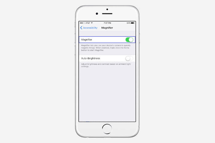Включить лупу на Айфоне