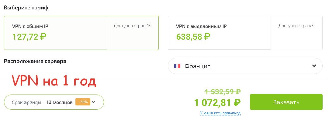 Fornex VPN 1 год