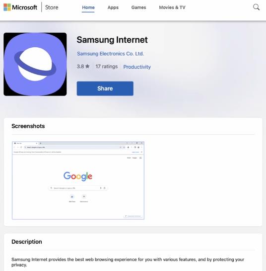 Samsung Internet браузер для ПК